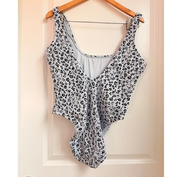 GOOD AMERICAN Blue Always Fits Textured Leopard Print Swimsuit 2XL/3XL - Picture 4 of 6